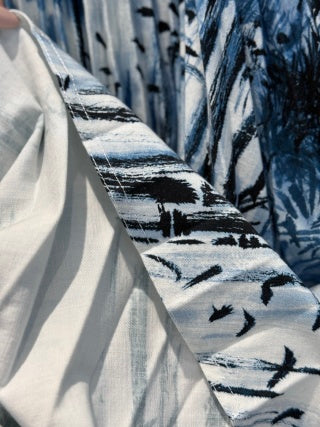 CD 25 Gonna lunga plissettata blu misto cotone nero