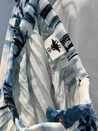 CD 25 Gonna lunga plissettata blu misto cotone nero