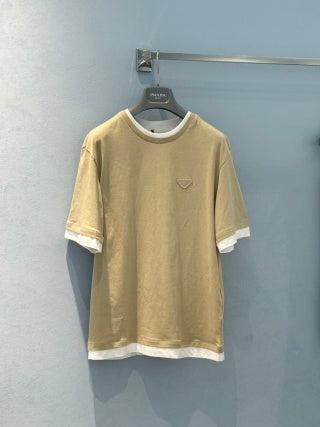 Prada 25 Short-sleeved T-shirt Yellow and Brown Cotton 219505