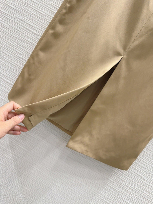 LV 25S Long Skirt Black Brown Cotton Polyester