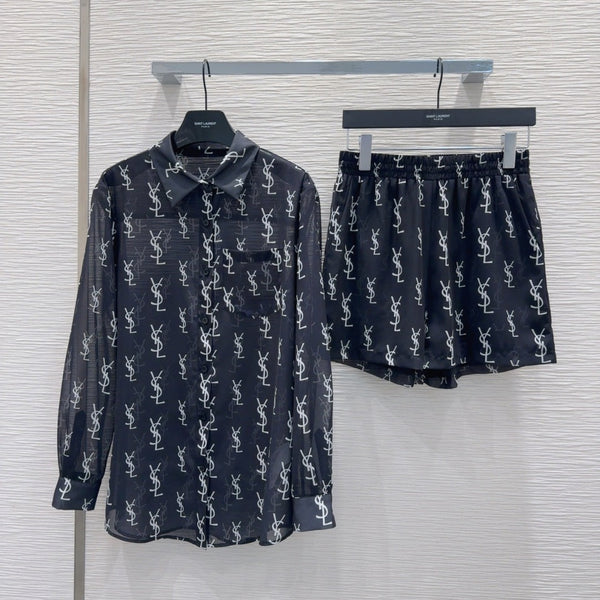 YSL 2025 Monogram Suit Nero Bianco Poliestere