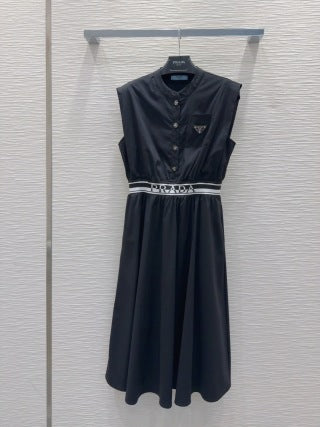 Prada 25 Sleeveless Belted Dress Cotton