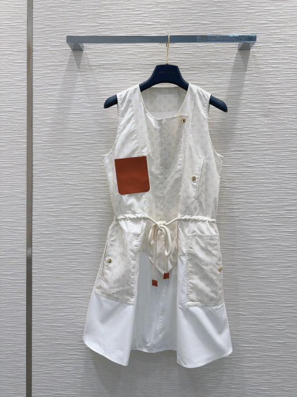 LV 25 Checkered Shirt With Pocket Dynamic Dress White Blue Polyester