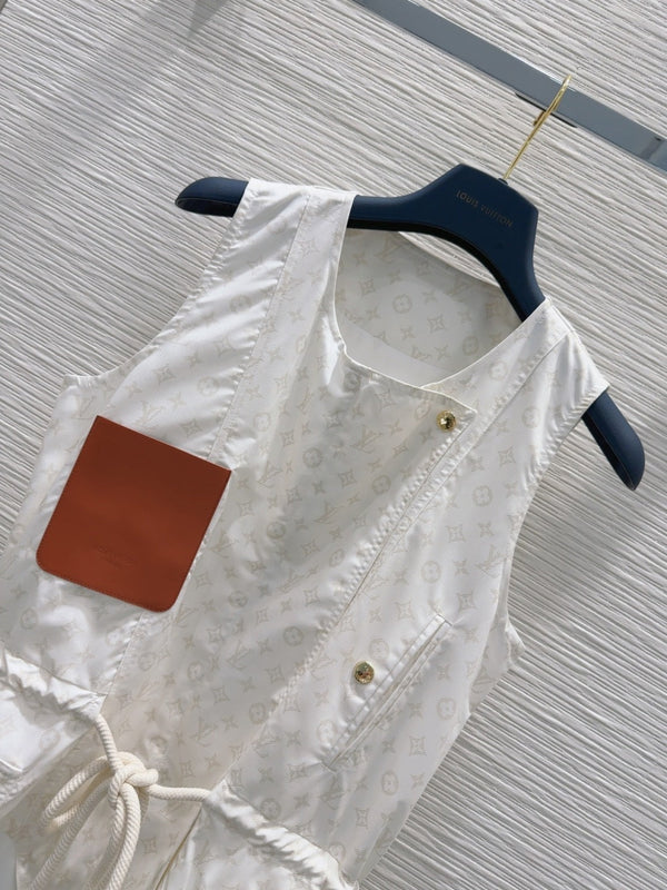 LV 25 Checkered Shirt With Pocket Dynamic Dress White Blue Polyester