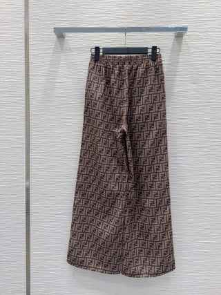 Fendi 25 Trouser Blue Brown Poliamide