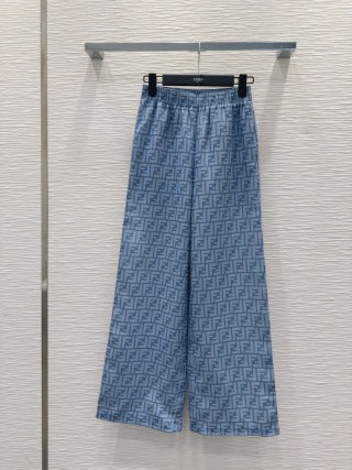 Fendi 25 Trouser Blue Brown Poliamide