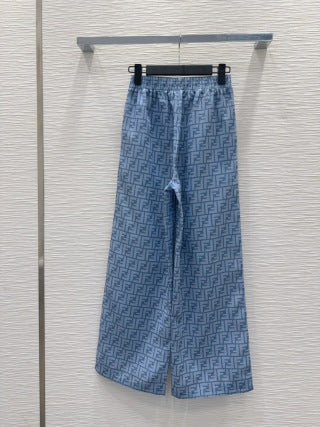 Fendi 25 Trouser Blue Brown Poliamide