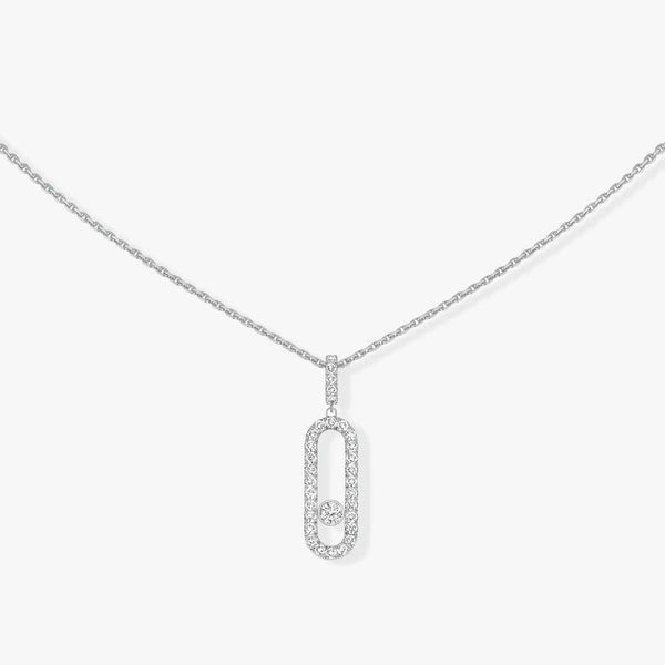 MOVE UNO LM SILVER DIAMOND PAVED NECKLACE