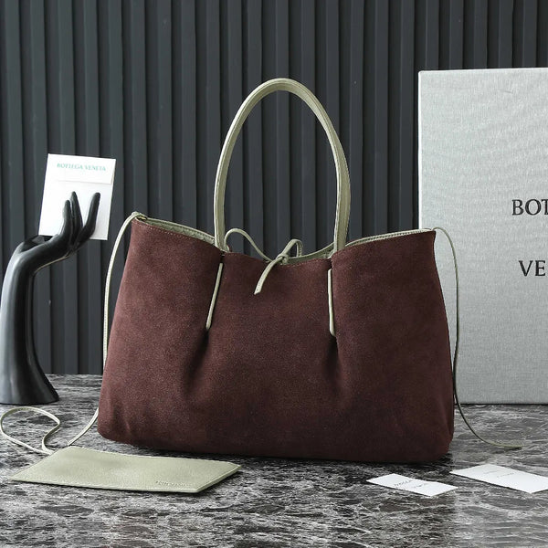 BV Pinacoteca Bag 43cm Travertine Intrecciato Calfskin & Suede