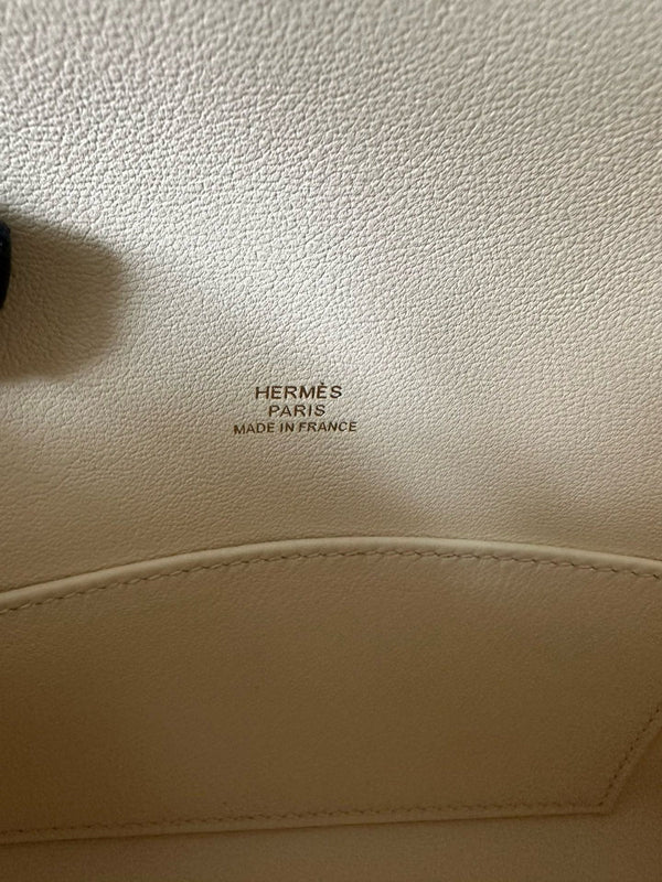 HM KELLY POCHETTE 22CM WHITE BEIGE SWIFT GOLD HARDWARE BEST