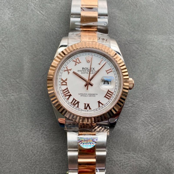 DATEJUST II GOLD STEEL WHITE DIAL ARABIC NUMERALS OYSTER BRACELET