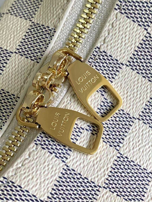 Slouchy PM 33cm Black White Damier Azur Coated Canvas & Cowhide