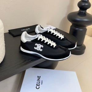Celine Racer Low Top Sneaker Black White Suede Calfskin