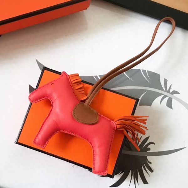 HM Rodeo Horse Bag Charm In Piment Mix Camarel/Orange Leather
