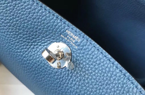 HM Mini Lindy 20cm Blue Agate Clemence Leather