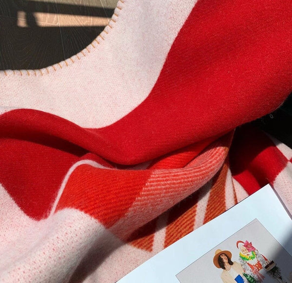 HM Avalon Throw Blanket Red Wool Cashmere