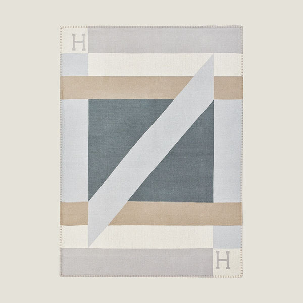 HM Drapeau Blanket Acier and Perle Wool Cashmere