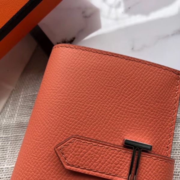 HM Bearn 10cm Mini Wallet In Crevette Epsom Leather