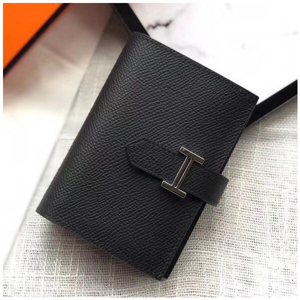 HM Bearn 10cm Mini Wallet In Black Epsom Leather