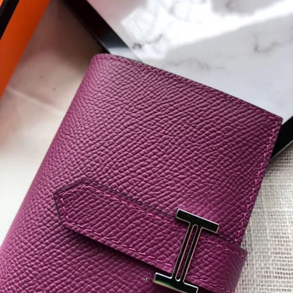 HM Bearn 10cm Mini Wallet In Purple Epsom Leather
