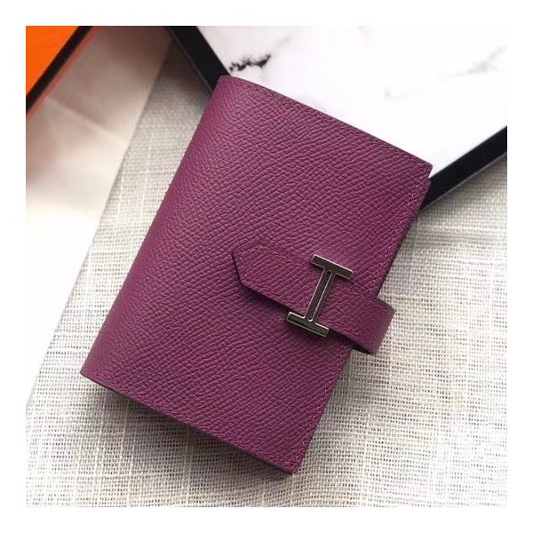 HM Bearn 10cm Mini Wallet In Purple Epsom Leather