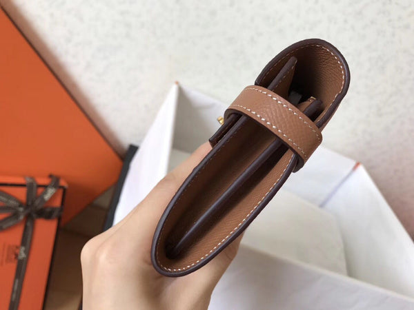 Portafoglio Kelly Long 20 cm in pelle Epsom marrone