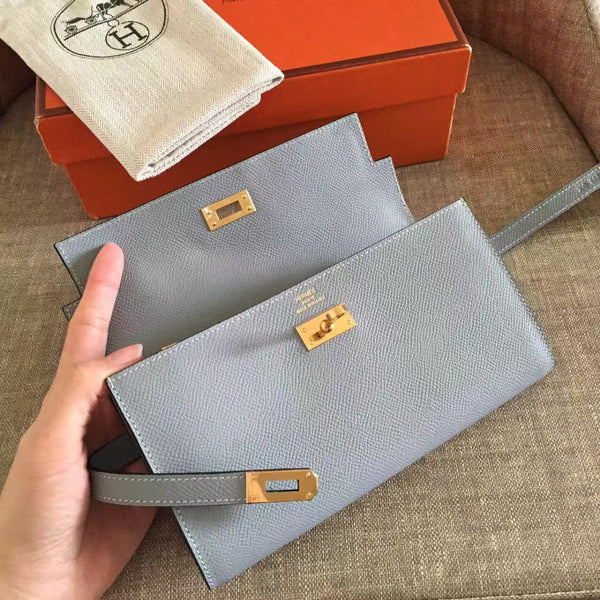 Portafoglio Kelly Long 20 cm in pelle Epsom grigio roccia