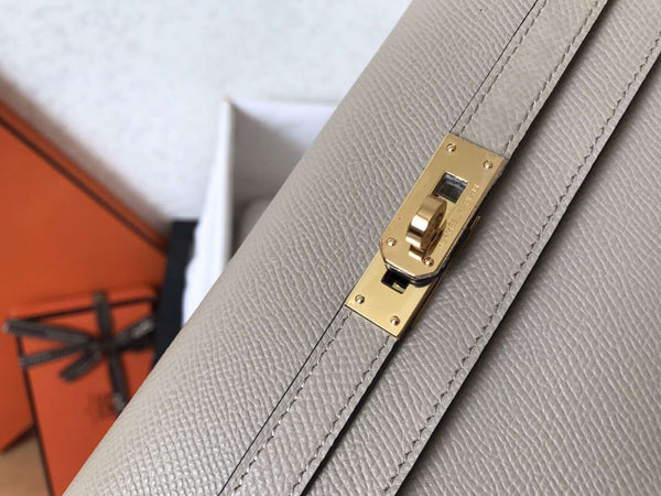 Portafoglio Kelly Long 20 cm in pelle Epsom grigia