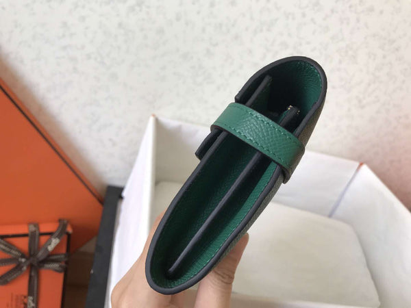 Portafoglio Kelly Long 20 cm in pelle Epsom verde scuro