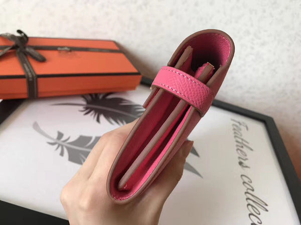 Portafoglio Kelly Long 20 cm in pelle Epsom rosa