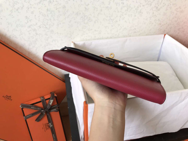 Portafoglio Kelly Long 20 cm in pelle Epsom rosso scuro