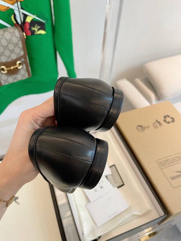 GG LOAFERS MULES BLACK BROWN SOLE