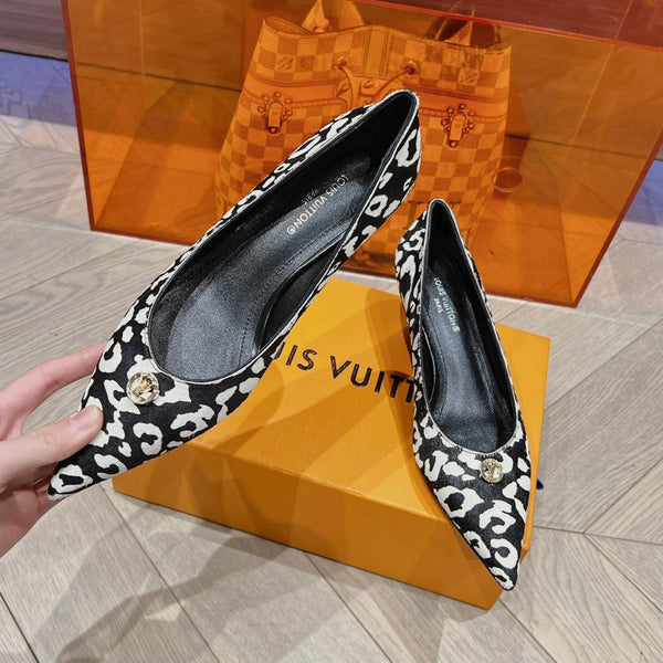 DÉCOLLETÉ LV CON TACCO BASSO BIANCO LEOPARDATO