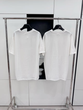 Celine 25 Letter Embroidered T-shirt Cotton