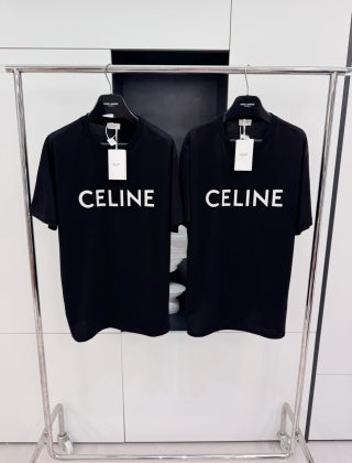 Celine 25 Letter Embroidered T-shirt Cotton