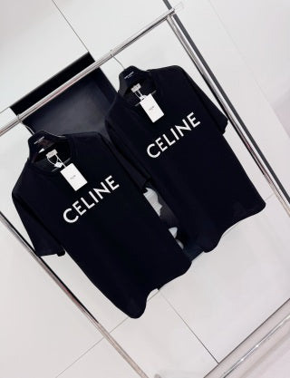 Celine 25 Letter Embroidered T-shirt Cotton