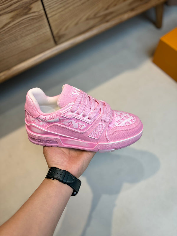 SNEAKER LV TRAINER MONOGRAM DENIM BIANCA ROSA