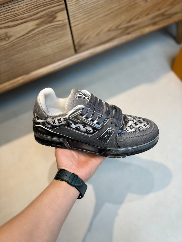 LV TRAINER MONOGRAM DENIM BIANCO NERO SNEKER