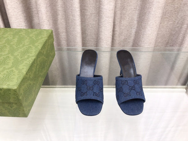 SANDALI CON TACCO ALTO GG E DECORAZIONI DOPPIA G