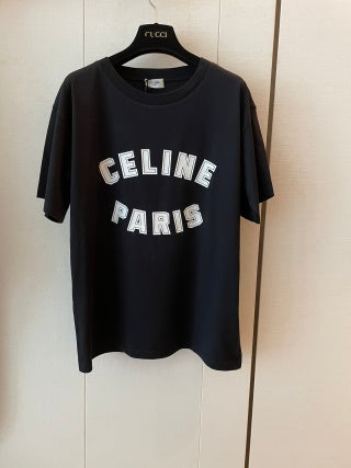 Celine Short-sleeved T-shirt Black and White Cotton
