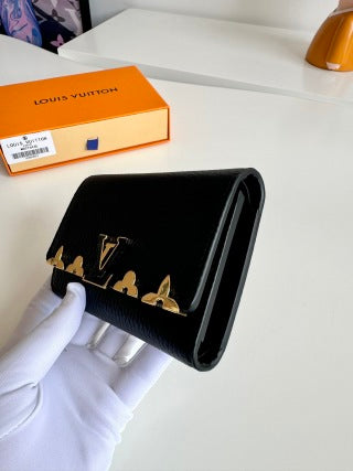 LV Capucines Compact Wallet Taurillon & Cowhile GHW