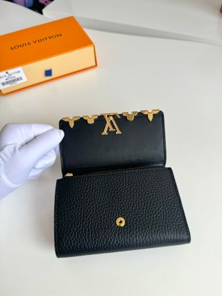 LV Capucines Compact Wallet Taurillon & Cowhile GHW