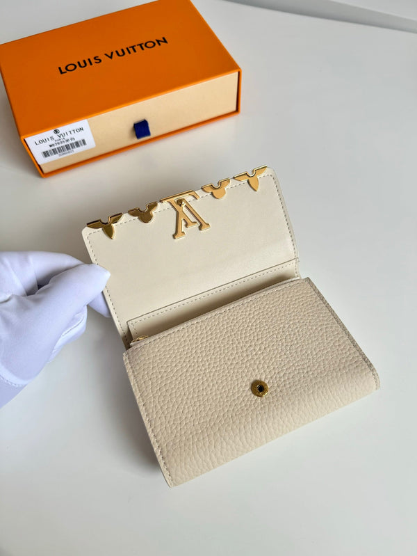 LV Capucines Compact Wallet Taurillon & Cowhile GHW