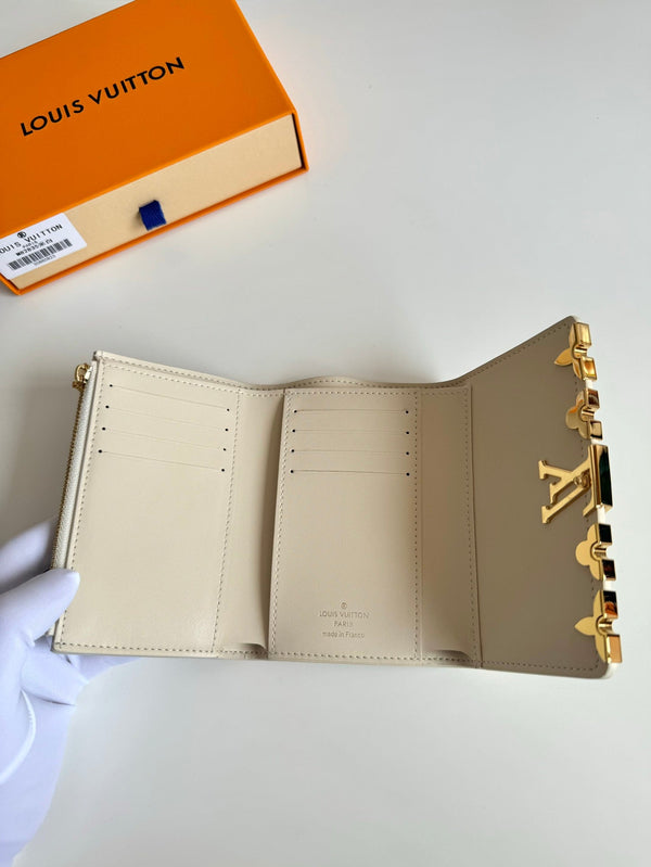 LV Capucines Compact Wallet Taurillon & Cowhile GHW