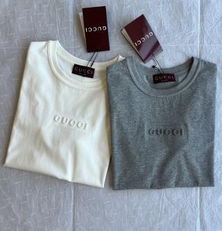 Gucci 25 Three-dimensional Embossed Letter Short-sleeved Top Cotton