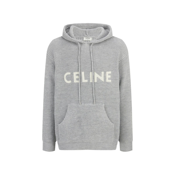 CELINE Patch Embroidered Hoodie Sweater Wool Cotton