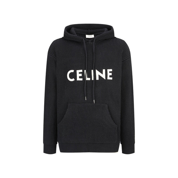 CELINE Patch Embroidered Hoodie Sweater Wool Cotton