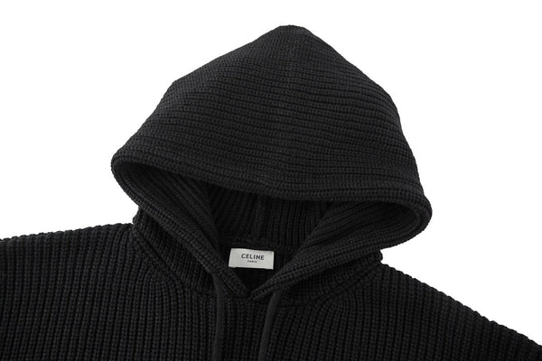 CELINE Patch Embroidered Hoodie Sweater Wool Cotton