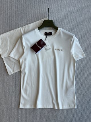 Gucci 25 Embossed Letter Short Sleeves T-shirt Cotton