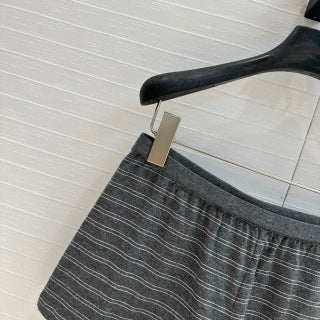 Miu Miu 25 Set a righe in cotone grigio